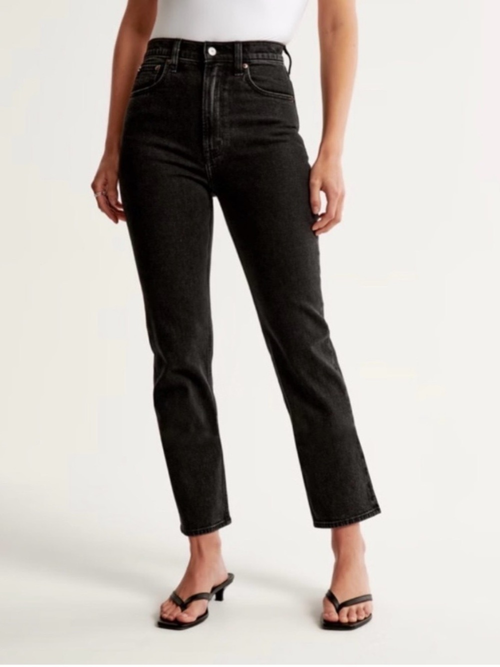 abercrombie and fitch ultra high rise ankle straight black jeans size 27